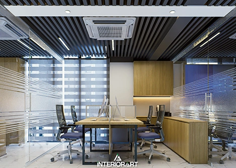 Modern office interior design in Bangladesh with stylish décor, ergonomic furniture, and a functional workspace layout