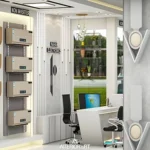 Modern brand showroom interior design in Bangladesh with premium lighting, creative product displays, and stylish décor