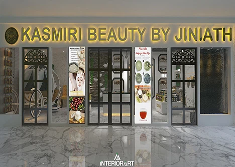 Modern beauty parlor interior design with elegant décor and stylish salon layout