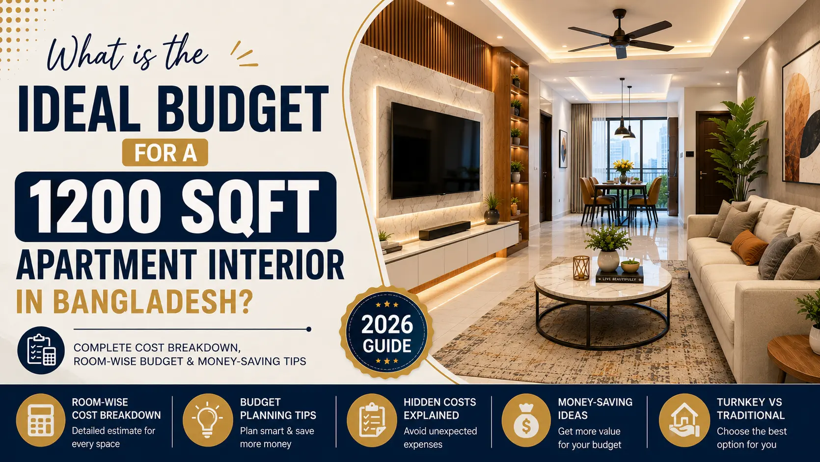 1200 Sqft Apartment Interior Budget in Bangladesh
